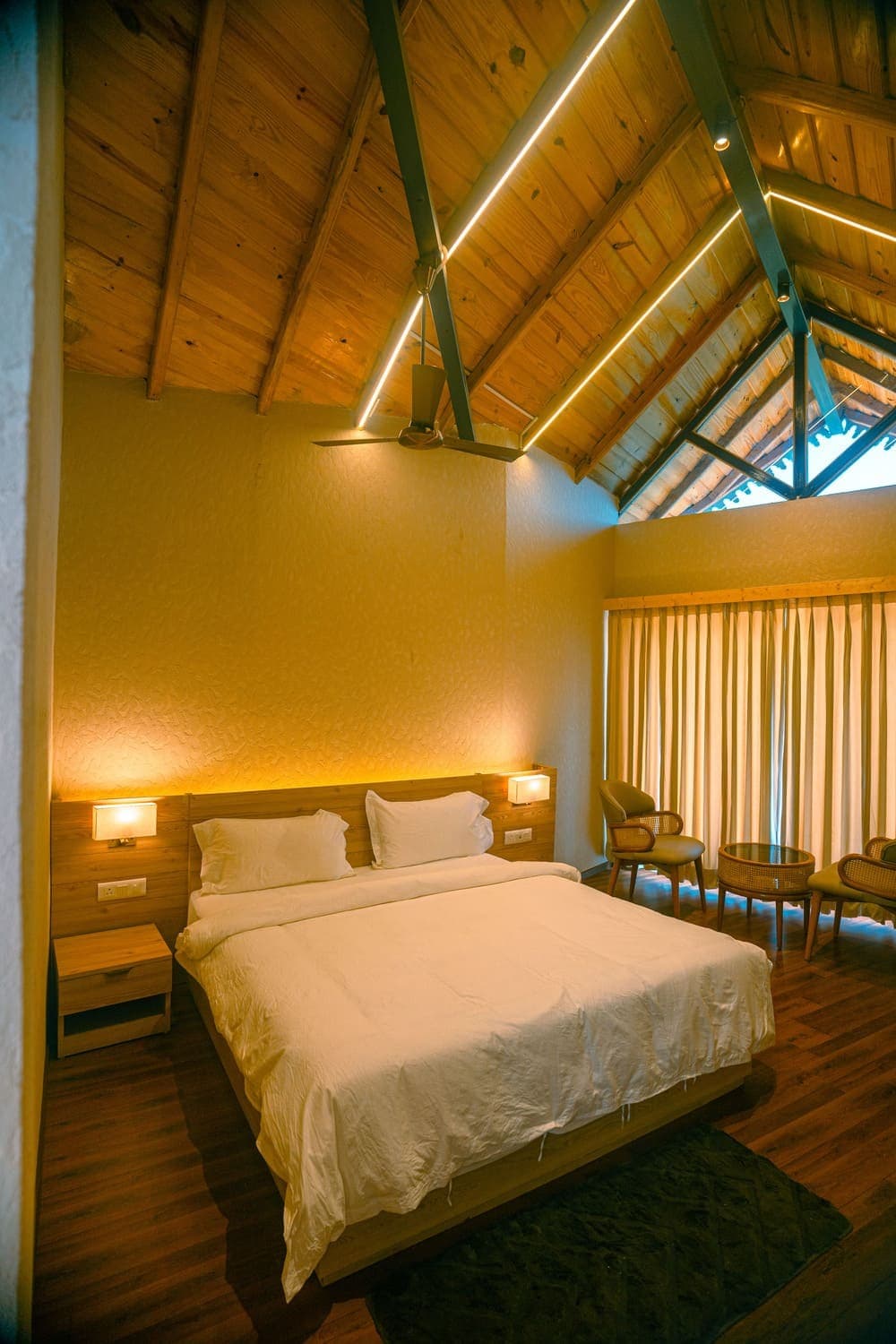A-frame suite, warm light